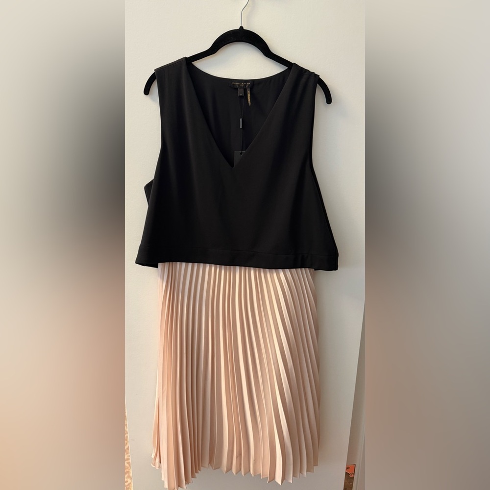Donna Karen Black and Pink Pleated Dress